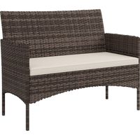 2-Sitzer Rattan Gartensofa PE-Rattan Outdoor-Terrassen-Sofa mit Polster. Anti-Rutsch-Matten. Stahlrahmen. Khaki