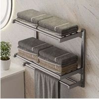 Porte-serviettes de salle de bain à 3 niveaux avec support de rangement amovible, porte-serviettes de salle de bain avec barre à serviettes à deux niveaux, support mural adapté aux toilettes de salle