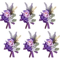 Purple Boutonniere for Men Wedding, Set of 6, Groom and Best Man Boutonniere for Wedding Ceremony Anniversary, Formal Dinner Party and Rustic Fall Wedding Marriage