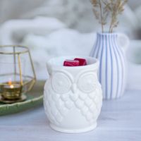 Lampe a parfum hibou pour bougie chauffe plat - decoration daromatherapie en ceramique