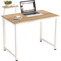 Soges Tavolo da studio scrivania per computer, postazione di lavoro moderna per ufficio, tavolo da pranzo per casa e ufficio, 100x50x75 cm, rovere antico+bianco