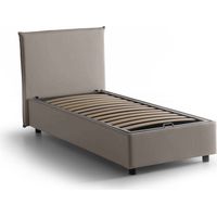 Talamo Italia Einzelbett Cassiopea, Containerbett mit Stoffbespannung, 100% Made in Italy, Frontöffnung, passend für Matratze Cm 80x200, Turteltaube