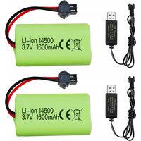2 Stück Li-Ionen-Akkus 3,7 V 1600 mAh mit SM-2P für RC-Auto 9962 8837