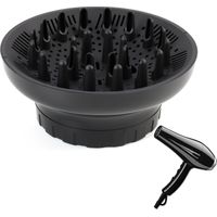 Universele diffuser opzetstuk voor föhn – diffuser voor haar, aanpasbaar voor föhn met mondstuk D=3,8-6,8 cm, voor krullend/golvend haar (maximaal volume zonder frizz), zwart