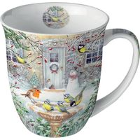 Mug en porcelaine fine oiseaux dhiver 0,4 litre