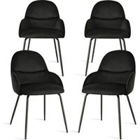 Goeurvant Sedie da pranzo in stile scandinavo minimalista, che offrono un supporto ottimale per la schiena e una base stabile in legno - Set di 4 - Nero