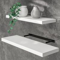 CASARIA® Floating Shelves Including Bracket Wall Shelving Living Room Kitchen Bedroom Office 38mm Thick Hidden Wall Fixing 15kg Capacity MDF 70cm White