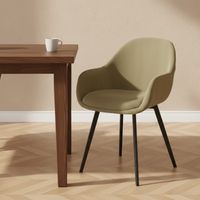 Modern Esszimmerstuhl Remy Rib Stoff Grün – Mit Armlehnen