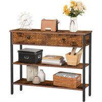 Konsolentisch, Flurtisch mit 2 Schubladen und 2 Ablagen, Sofatisch mit stabilem Metallgestell, für Eingang, Flur, Wohnzimmer, HOOBRO EBF32XG01