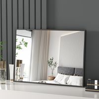 Heilmetz Decorative Wall Mirror Simple Wall Mounted/Desktop Mirror Aluminium Frame Black 50×70 cm