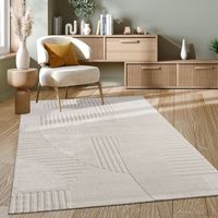Paco Home Alfombra Salon De Habitacion Pelo Corto Nordica Dibujo Geometrico Boho Lisa 200x290 cm, Crema 3