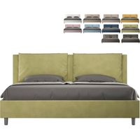 Letto matrimoniale king size con rete imbottito 200x210 microfibra tè verde Appia