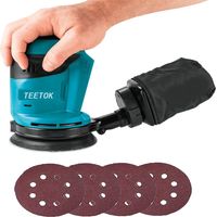 Levigatrici rotorbitali,Levigatrice orbitale a batteria,Senza spazzole,18V Ø125mm con sacchetto per la polvere e 4 dischi (senza batteria e caricabatterie),Compatibile con la batteria Makita