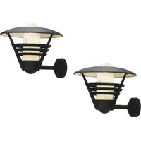 2er Set Außenwandleuchte Laterne GEMINI schwarz Opalglas, Hausbeleuchtung modern