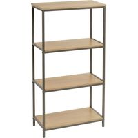 Scaffale Metallo 4 Ripiani Salvaspazio Organizzatore Casa 60x30x116 cm Rovere Chiaro