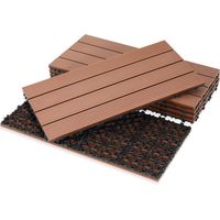 Wolketon Carrelage de terrasse 2 m², carrelage WPC 60x30cm, 12 pièces de carrelage clic, carrelage de balcon, carrelage en bois, résistant aux intempéries, antidérapant, brun - 4 bandes