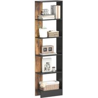 Libreria Moderna Salvaspazio a 5 Ripiani in Legno 45x21x170 cm, Marrone e Nero