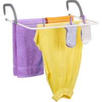 Relaxdays Étendoir, sèche-linge à accrocher, pour balcon, radiateur & camping, peu encombrant, 7 cordes séparées, blanc