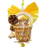 Bird Toys Foraging Shredder Hanging Toys Rope Perch with Bell Parakeet Toy Parrot Swing Climbing Standing Toys Bird Cage Accessories for Conure Cockatiel Budgies Lovebird, Yellow-Crezuo