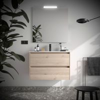 Badezimmermöbel NOJA 800 2 Schubladen NATURAL + Waschtisch + Spiegel