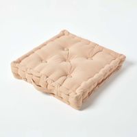 HOMESCAPES Cotton Natural Beige Floor Cushion, 40 x 40 cm
