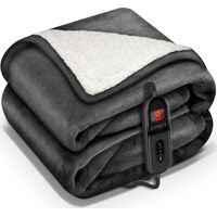 sinnlein® Heizdecke mit Abschaltautomatik 200x180cm Anthrazit Elektrische Wärmedecke mit 9 Temperaturstufen Kuscheldecke waschbar Bett, Sofa Decke elektrisch mit Timer Digitalanzeige