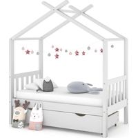 Vidaxl – Lit enfant avec tiroir en pin massif – Dimensions 70x140 cm – Design maison d'arbre – Lattes solides pour confort