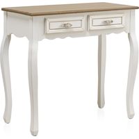 Console en bois blanc avec 2 tiroirs
