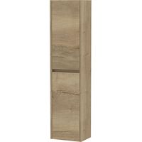 Chartley Square Wall Hung 2 Door Tall Bathroom Unit, 350mm - Woodgrain Autumn Oak - Balterley