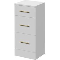 Alexander James Gloss White 350mm x 300mm 3 Drawer Storage Unit - 350mm - Brushed Brass 96mm Bar Handle