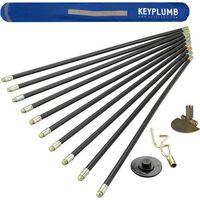 Keyplumb Drain Rod Set Universal 13 piece including 3 Fittings + 30ft Carry Bag