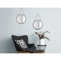 Schwarze Metallspiegel Ø40cm rund - 2er SET Wandspiegel zum Aufhängen