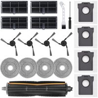 TriCut Bürste Zubehör Ersatz für Dreame L10s Ultra Gen 3, L40 Ultra/X40 Ultra Complete/Master/Mova P50 Pro Ultra Saugroboter, 1 Hauptbürste, 4 Filter, 4 Seitenbürsten, 4 Wischtücher, 4 Staubbeutel