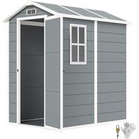 Casetta da Giardino in Resina con Pavimento, Porta con Blocco e Finestra, 1.3 x 1.8 m, Grigio