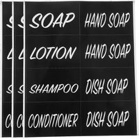 feuilles d'étiquettes autocollantes pour distributeurs de savon, étiquettes de voyage pour flacons secondaires, étiquettes pour savon pour les mains-8.00X5.00X0.01CM-Black