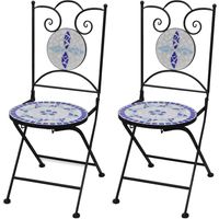 vidaXL Folding Chairs 2 pcs Ceramic Blue and White