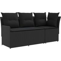 vidaXL Garden Armrest Sofa with Corner Sofa 2 Piece Black PE Rattan