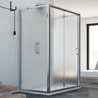 Cabine de douche en forme U coulissante verre opaque h 185 mod. Replay Trio 1 porte 80x110x80 cm