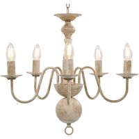Vidaxl – Lustre blanc antique 5 ampoules E14 – Design classique pour salle à manger et salon – Ampoules en forme de bougie – Montage facile