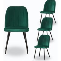 AINPECCA 4X Dining Chairs Padded Seat Metal Leg Kitchen Chair Home Office Room Green