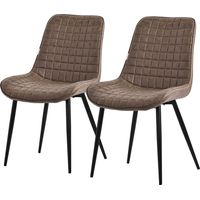ML-Design Lot de 2 Chaises de Salle à Manger, Marron, Assise en Simili avec Pieds Métalliques Noirs, Chaises de Cuisine avec Dossier, Chaises Rembourrées pour Salon Bureau, Fauteuils Tapissés