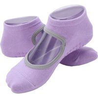 Paire/Ensemble de chaussettes de Pilates respirantes pour femmes, antidérapantes, sans talon, pour le fitness et le sport, violettes