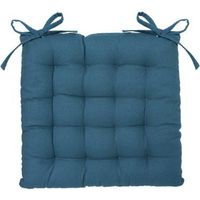 Pegane – Lot de 4 galettes de chaise en coton et polyester bleu canard – Dimensions 38 x 38 cm – Confort d'assise optimal – Poids 0.30 kg