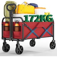 Chariot pliant 220L - 172kg - sacs latéraux - porte-gobelet - roues 360° - poignée réglable - camping plage jardin shopping 73×46,5×89,5 cm