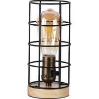 Barcelona Led – Lampe à poser industrielle noire – Abat-jour métal – Base en bois massif – Puissance 60W – Douille E27 – IP20 – Câble 140 cm avec interrupteur