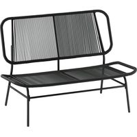 Divano Rattan 2 Posti, Loveseat con Seduta e Schienale Intrecciati, Nero.