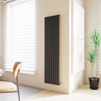 Acezanble Vertical Oval Column Radiator Central Heating Rad 1800x472mm Single Black