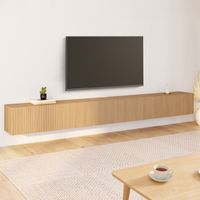 Mueble TV suspendido JULIETTE 270 cm con 3 lamas de madera color roble