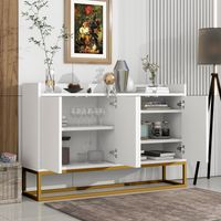 Buffet blanc, buffet salon, buffet salle à manger avec 4 portes, sans poignée, 120x30x80 cm