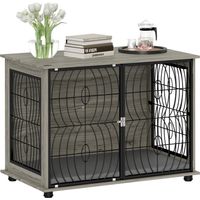 Cage de transport pour chien, caisse de transport verrouillable pour grands chiens, grise